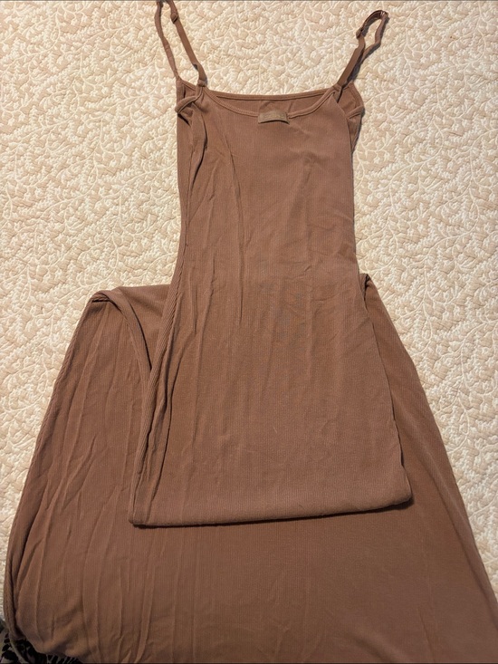 SKIMS Dresses & Skirts - Nude SKIMS LIGHT Brown Ribbed Maxi Dress